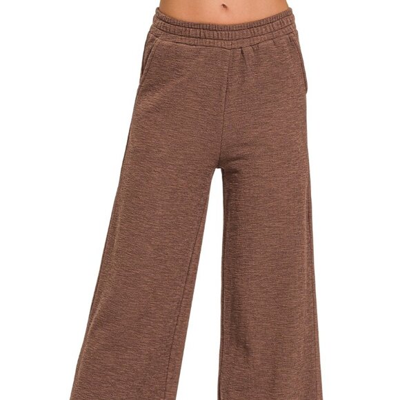 Zenana Cotton Slub Wide Leg Pants - Picture 1 of 4